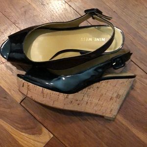 Nine West Black Wedges size 6.5 EUC